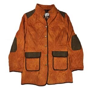 Tasha Polizzi Orange Quilted Tweed Trim Patch Leopard Print Coat Women's Size M